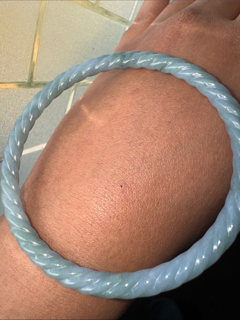 Teal Twisted Jadeite Bangle Bracelet - Women Accessories